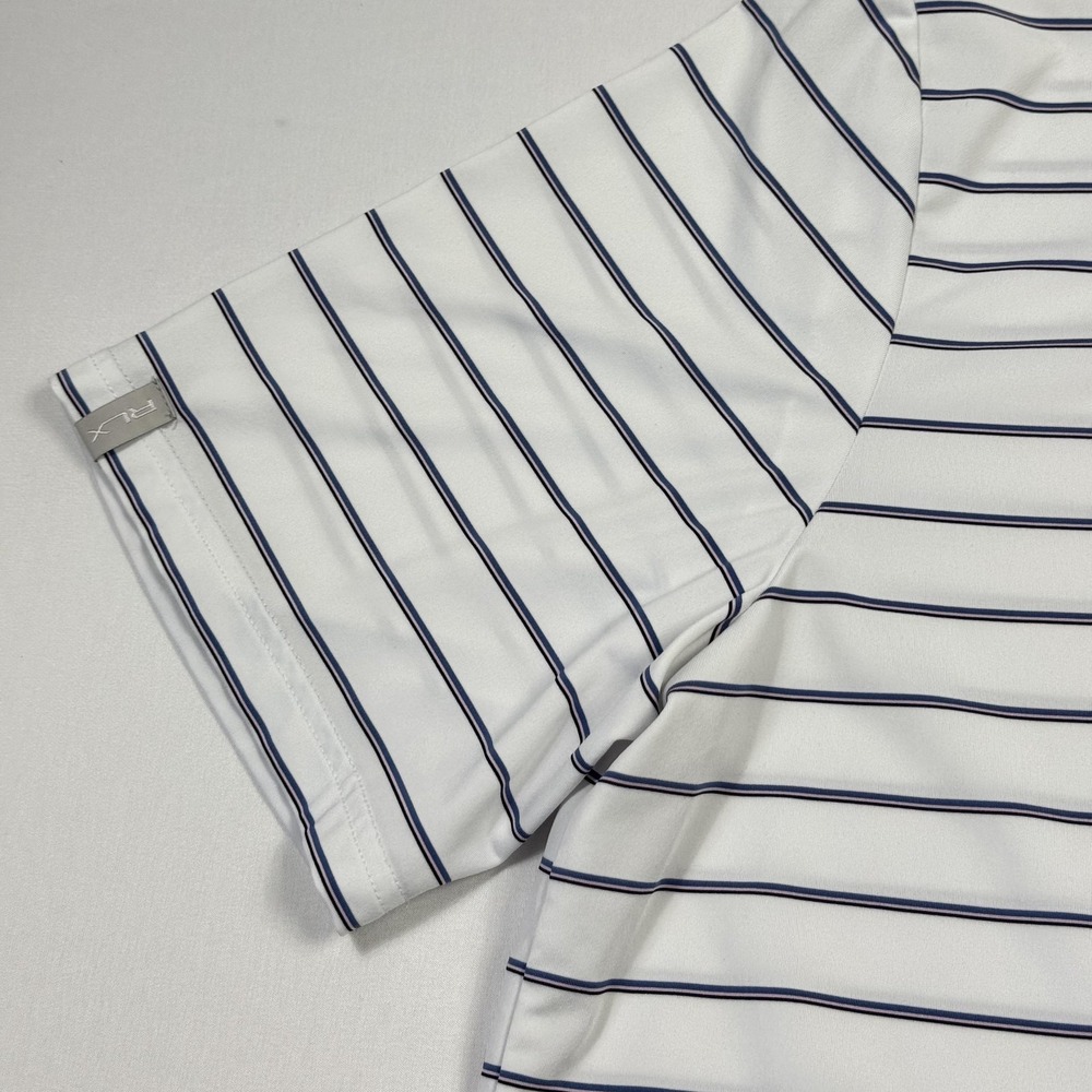RLX Ralph Lauren Polo Shirt Mens Large White Striped‎ Golf Stretch Performance - Picture 4 of 13